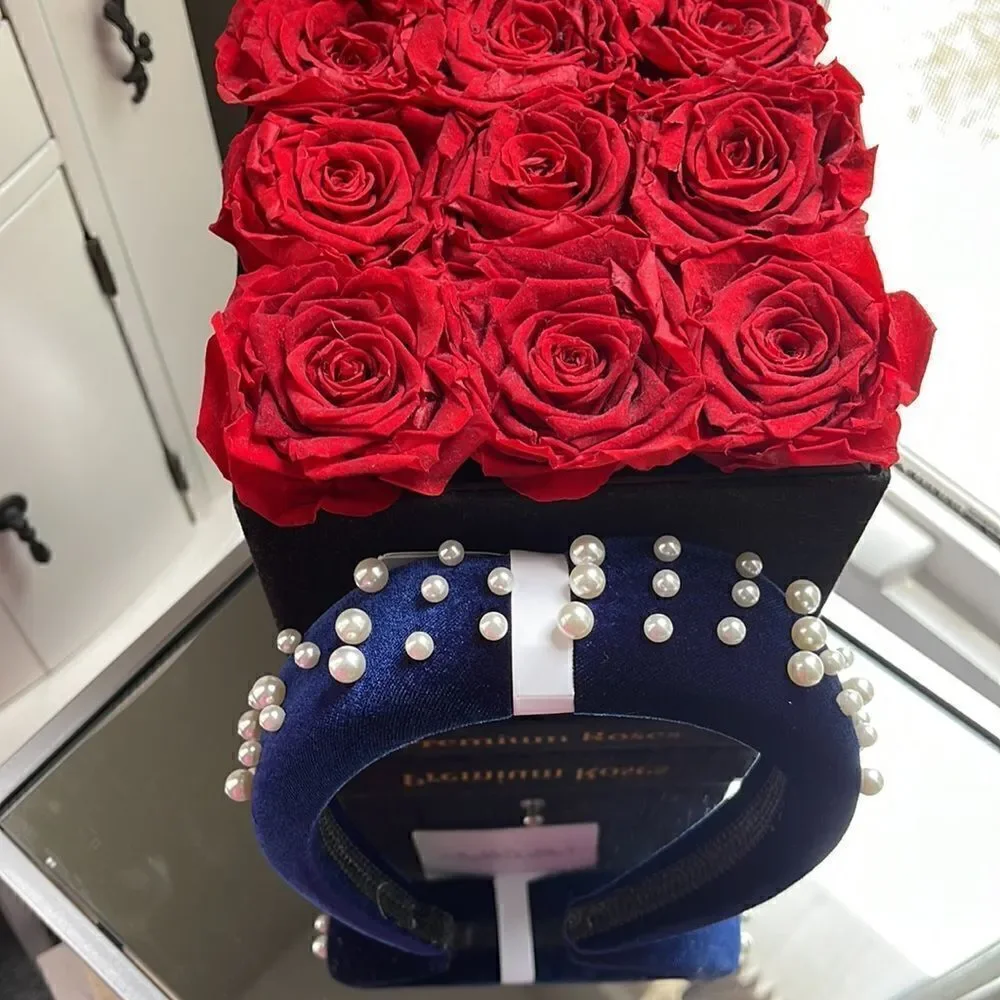Lulla Collection Navy Velvet Headband with Pearls